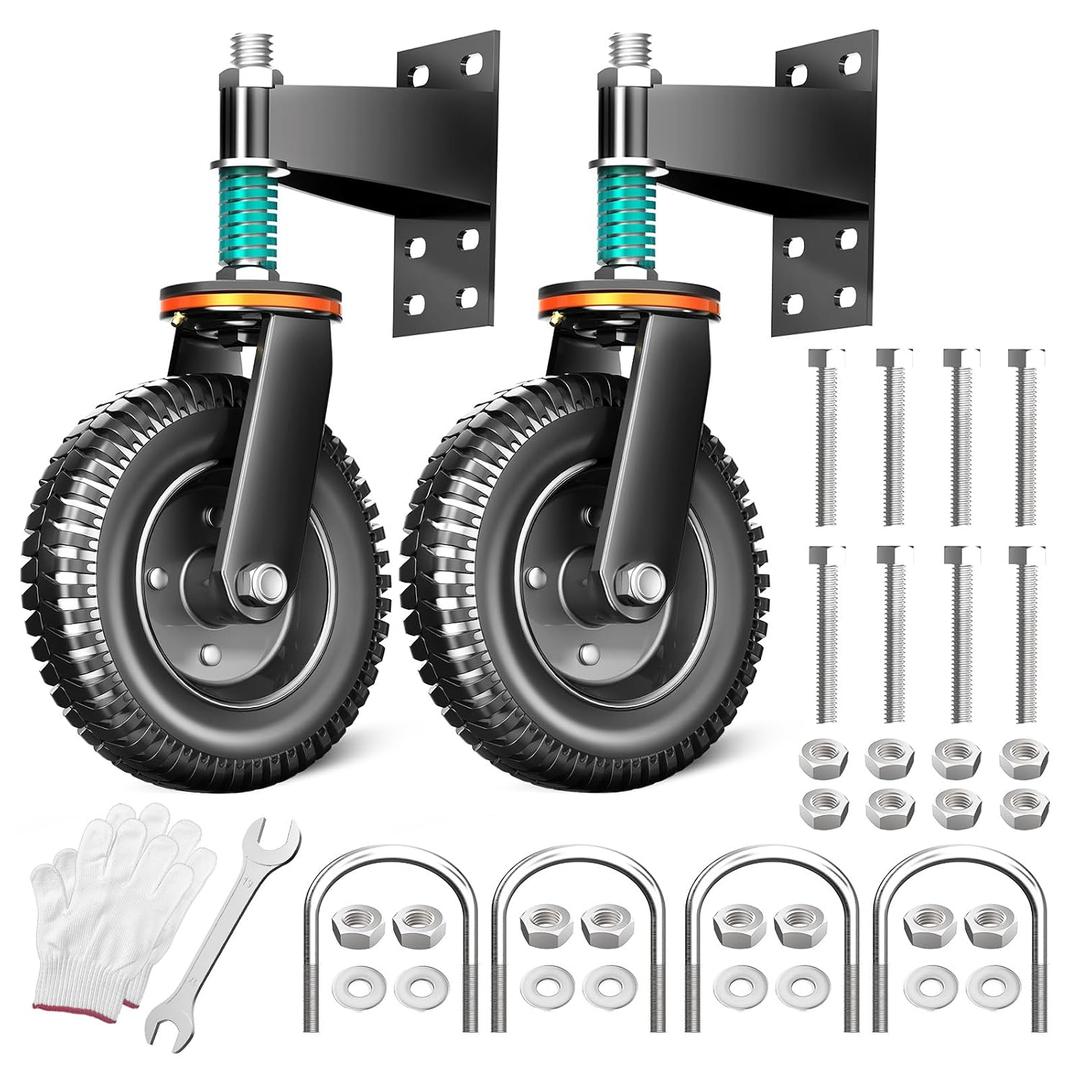6 Inch Heavy Duty Gate Wheel, 650 lb Capacity, Fits Metal Tube Gates and Wooden Gates, 360 Swivel Spring-Loaded Caster. Gate Wheel for Smooth Operation. Equipped with Installation Tools, 2 Pack