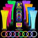 YixangDD 86 PCS Ultra Bright Glow Sticks, 8 Inch Glow Sticks Bulk Party Pack, Light Up Sticks for Glow Bracelets, Necklaces, Concerts, Christmas, Party Supplies with 86 Connectors