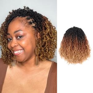 Toyotress Yanky Twist Crochet Hair - 8 Inch 8 Packs (30 Strands/Pcs) Fluffy Spring Mini Twist Short Bob Passion Twist, 3 Tones Ombre Brown Pre-Looped Crochet Braids Braiding Hair (8 Inch, OT30/27-8P)