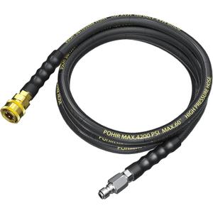 POHIR Pressure Washer Whip Hose - 10 FT, 4200PSI, Replacement Hose Reel Connector, Short Power Washer Hose with 3/8'' Quick Connect, Steel Wire Braid Pressure Hose
