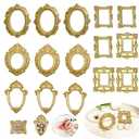 15PCS Vintage Resin Picture Frame - Mini Photo Frame Tiny Antique Frames Small Picture Frame Oval Rectangle Wall Hanging for DIY Jewelry Display Photography Mobile Phone Photo Party Hotel Decor