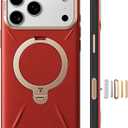 TORRAS Q3 VegSkin for iPhone 17 Pro Max Case Leather, 360 Spin Magnetic Stand, Fit for MagSafe, Camera Control, Shockproof Premium Organic Silicone Leather Case for iPhone 17 Pro Max, Crimson Red