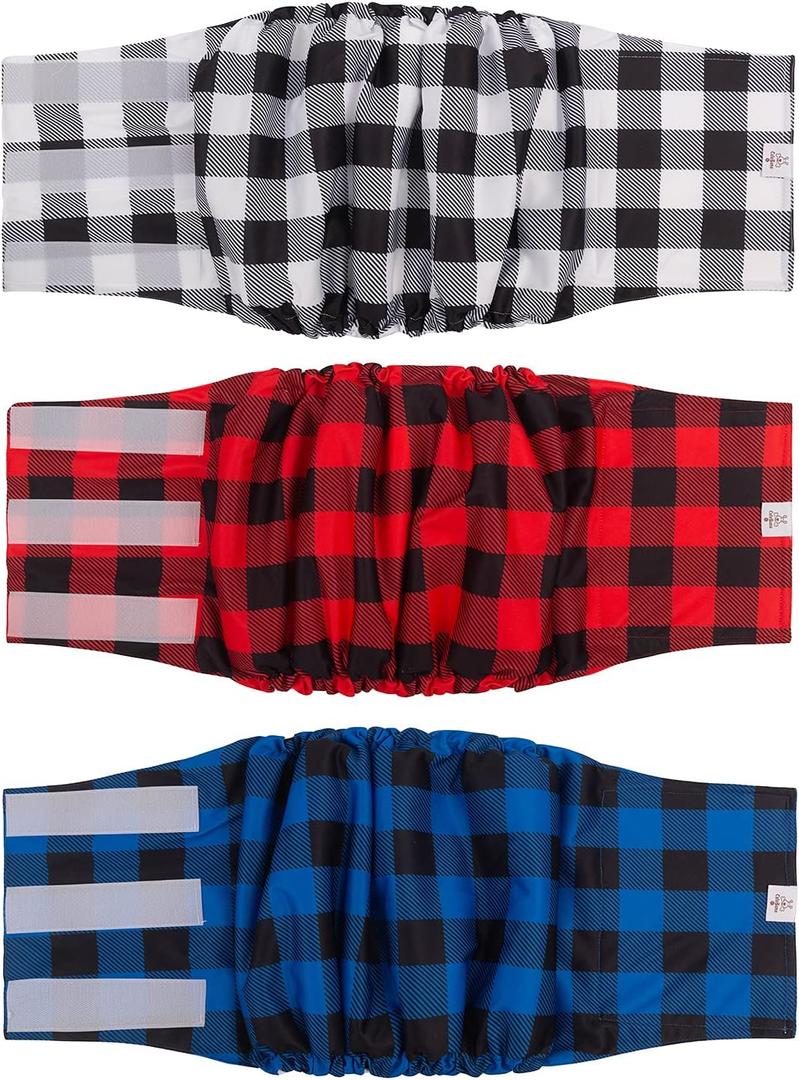 CuteBone Dog Diapers Male Washable Belly Band for Male Dogs Wraps 3pcs a Pack DM27XL