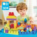 MEGA BLOKS First Builders Toddler Blocks Toy, Build n Learn Portable Activity Table with 30 Pieces and Built-In Storage, Blue, Kids Ages 1+ Years 