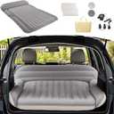 KMZ SUV Air Mattress Thickened Double Flocking Camping Mattress Upgraded Portable Sleeping Car pad Comfortable Inflatable Travel Bed with External Pump and 2 PillowsOff-White and Light Gray, Full