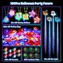 100Pcs Halloween Party Favors for Kids-Halloween Glow in the Dark Party Supplies,Halloween Light Up Necklace Flash Rings,Non-Candy Trick or Treat Goodie Bag Fillers,Classroom Favors Gifts
