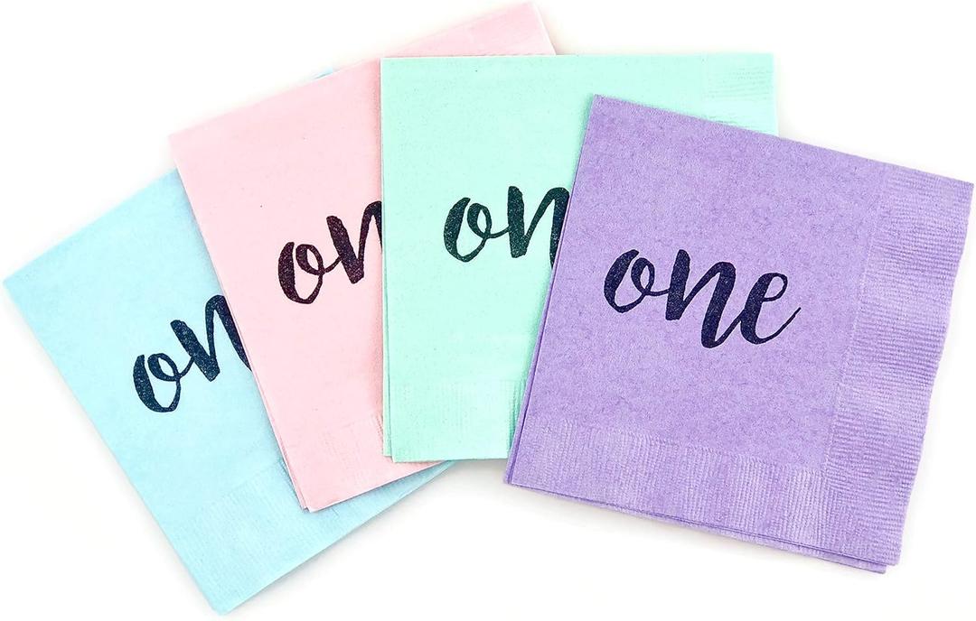 One Pastel Rainbow 21st First Birthday Party Paper Napkins (24 Pack)