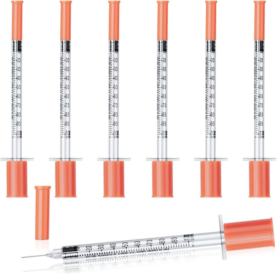 2 x Eelaienya U-100 Syringe 1ml/cc 31G 5/16" (8mm) Needles, Individually Wrapped, 50 Pack