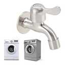 Laundry Tub Faucet, Single Cold Water Tap, Washing Machine Tub Tap Faucet Stainless Steel Wall Mounted Single Cold Water Tap with Bubbler and Water Valve