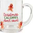 Mud Pie Christmas Glass Icon Mug, Calories, 13oz