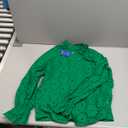 chouyatou Women's Boho Crochet Shirts Lantern Sleeve Button Down Lace Eyelet Blouse Tops (Green)