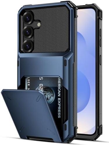 COOYA for Samsung Galaxy S25 Case Wallet 5 Credit Card Holder ID Slot Flip Cover Wallet Case Back Pocket Protective Hard Rubber Bumper Armor Non-Slip for Samsung Galaxy S25 5G 6.2 inches Navy Blue