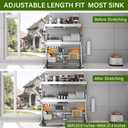 Over The Sink Dish Drainer Drying Rack 3 Tier, Full Stainless Steel Dish Drying Rack Adjustable Length 20.9''-37.4'', Kitchen Sink Shelf, Organized Space-Saving Dish Rack, 3 Tier with Flat Grid