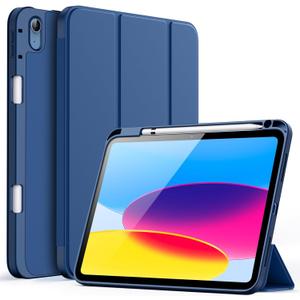 JETech Case for iPad (A16) 11th/10th Generation (2025/2022) with Pencil Holder, Slim Tablet Cover with Soft TPU Back, Auto Wake/Sleep (Navy)