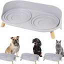 Raised Dog Feeder Bowl Stand - Elevated Dining Table for Small and Medium Dogs and Cats - Fits Food and Water Dish up to 6" Diameter - Grey (Bowls Not Included)