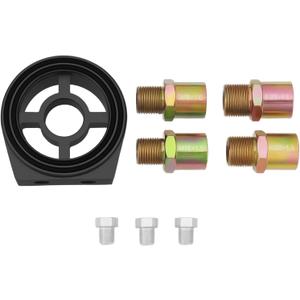 1Set Oil Filter Sandwich Adapter Plate Kit 1/8 NPT Oil Temperature Sensor Adapter Pressure Adapter Oil Filter M18 M20 M22 3/4-16 Thread Adapter Black