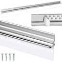 25" Chrome Framed Shower Door Replacement Drip Rail with Vinyl Sweep Door Water Deflector, Applied Mounting Tape and Screws (25Inch)