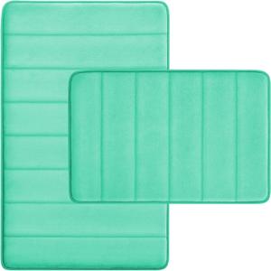Bathroom Rugs Set 2 Piece Memory Foam Bath Rugs Non-Slip Bath Mat,Washable Room Mats,Absorbent Shaggy Rugs Super Soft Kitchen Mats, Batroom Carpets for Bathroom,Tub,Shower Home DecorTeal