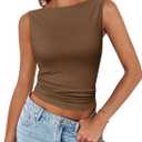 Trendy Queen Women Going Out Summer Tank Tops Spring Casual Basic Cute 2026 Sleeveless Shirt Vacation Fashion Outfit Clothes (Brown, XS)