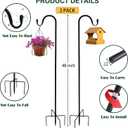 TIEBOLA Shepherd Hooks 2 Pack - 48 Inches High 1/2 Inch Thick Adjustable Rust Resistant Shepards Hooks with 5 Prong Base for Hanger Holder, Wedding Decor, Lanterns, Flower Basket, Bird Feeder.