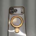 LXK Magnetic Invisible Stand for iPhone 17 Pro Max Case 6.9" Compatible with MagSafe, MilitaryGrade Protection, with Camera Protector, Clear ScratchResistant Back Cover for 17 ProMax, Gold