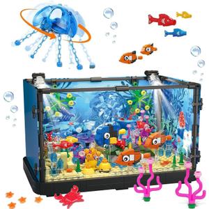 Fish Tank Building Sets,725 Pcs Lighting Aquarium Building Kits for Adults and Kids,STEM Creative Aquarium Toy with Ocean Jellyfish,Fish,Crab,Animal,Educational Gift for Boys Girls Age 8-14+ Fish Tank Building Sets,725 Pcs Lighting Aquarium Building Kits for Adults and Kids,STEM Creative Aquarium Toy with Ocean Jellyfish,Fish,Crab,Animal,Educational Gift for Boys Girls Age 8-14+