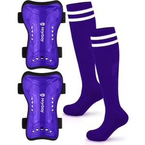 Hryrbay Kids Soccer Shin Guards and Socks Toddler Soccer Shin Pads Protective Defender Gear for Boys Girls Ages 3-15 Great for Training, Matches, Inspired by The World Cup, Small