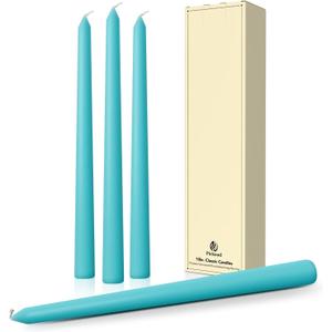 10-Inch Tall Dripless Taper Candles Set of 4 - Turquoise Tapered Candles, Perfect for Spring - Smokeless, Unscented, Long Burning - Hand Poured, Colored Tall Candlesticks - Teal