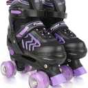 Kids Roller Skates for Boys Adjustable Roller Skates for Men Women Girls with 8 Wheels Lighting for Indoor Outdoor Quad Skates, Size M 35-38