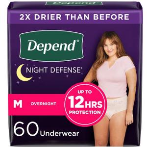 Depend Night Defense Adult Incontinence Underwear for Women - Overnight Absorbency - Blush M