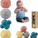 4 Pack Sensory Balls for Baby,Baby Balls Easy Grape Soft Textured Ball Set,Infant Squeeze Sensory Toys,Sensory Exploration Toys Gift for 6-12 Months