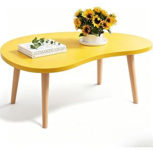 Small Coffee Table, Low Table with Solid Wood Leg, 23.6" Mango Coffee Table, 23.6" x 15.8" x 16.3"