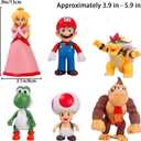 6 Pcs Mario Figures Set, 6 Inch Mario Figures, Classic Characters Collection for Birthday Party Cake Toppers & Room Decor
