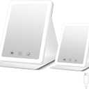 (2 Pack) 2025 Rechargeable Travel Makeup Vanity Mirror with 72 Led Lights,Portable Lighted Beauty Mirror,3 Color Lighting,Dimmable Touch Screen,Tabletop LED Folding Cosmetic Vanity Mirror Desk Table (White Mix 2p)