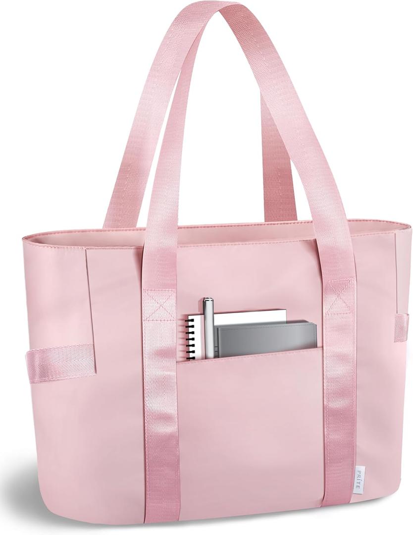 Prite Tote Bag for Women Weekender Bag with Laptop Compartment for Work Nurse Travel Gym (Small, Pink)