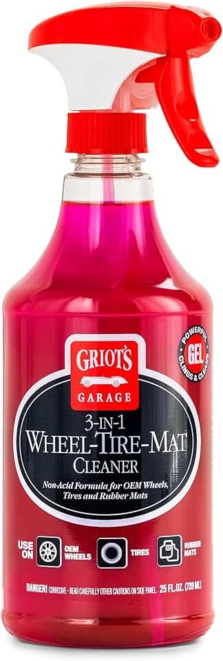 Griot's Garage 3-in-1 Wheel-Tire-Mat Cleaner for Car Detailing, Auto Cleaning Gel for Trucks, SUVs, Jeeps, RVs and More, 10825, 25oz
