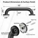 12" Stair Handrail, Wall-Mounted Safety Grab Bar for Indoor & Outdoor Steps, Rustic Pipe Design, Black ((2 Sets))