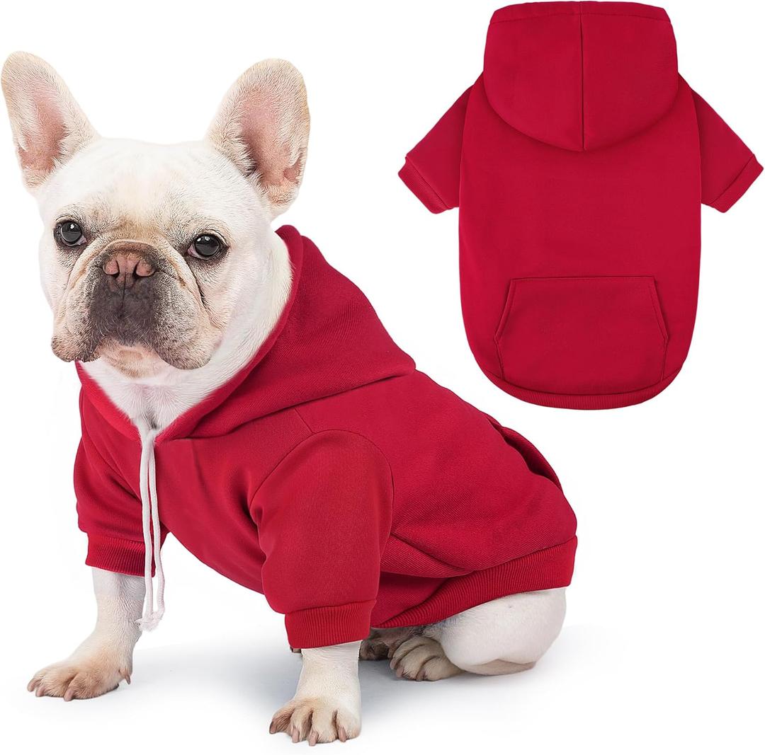 Dog Basic Hoodie Soft Dog Clothes Cold Weather Sweaters for Medium Large Dogs Cozy Fabric Warm Sweatshirt with Leash Hole (Medium (10-20 lbs))
