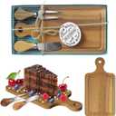 AZEAM 1 Set Baby Bridal Shower Prizes for Game Winners, Acacia Mini Cheese Board Set with Knives Forks and Present Box, Small Charcuterie Board Bulk for Party Wedding Guests Present