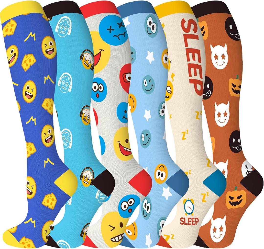 6 x bropite Compression Socks for Women & Men Circulation-Support Knee High Socks 20-30 mmhg-Best for Running,Medical,Nurse,Travel