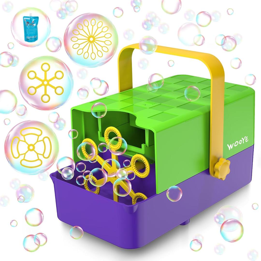 Bubble Machine, 3 in 1 Bubble Maker for Kids - 3 Replaceable Bubble Wands & 2 Speeds, 10000+ Colorful Bubbles/Min, Battery Operated or Plug-in, Bubble Toys for Indoor Outdoor Parties & Birthday Gifts
