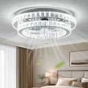Ceiling Fan with Lights and Remote, 20" Chrome Fandelier, Small