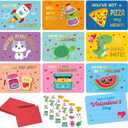 Sweetzer & Orange 36 Funny Valentines Cards for Kids Classroom - School Valentines with Envelopes for Kids - Cartoon Card Stickers - Double Sided Cards for Boys & Girls - 3.5" x5 (You're My Jam)