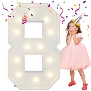 4FT Light Up Numbers Letters, Mosaic Numbers for Balloons, Giant Mosaic Balloon Number 8 for Happy 18th Birthday Decorations, 80th Birthday Decor for Women Men, Anniversary Decor