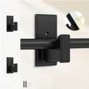 TKZTKZ No Drill Curtain Rod Brackets:Self Adhesive Curtain Rod Holders for Rod 5/8" No Screw,Heavy Duty Easy Curtain Rod Bracket No Drilling,No Damage Wall Renter Friendly Curtain Rod Hooks Black,2PCS