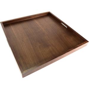 BARsics 24x24 inches Square Walnut Wooden Ottoman Tray, Large Living Room Serving Tray