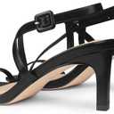 JOY IN LOVE Women's 2.5 Inch Kitten Heels Low Heel Square Open Toe Strappy Sandals (Black) 6