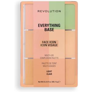 Revolution Everything Base Face Icon Complexion Palette, Multi-Use Cream Contour, Concealer, Corrector, Highlighter & Blush Kit, Vegan & Cruelty-Free, Light