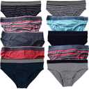 Nightaste Men's Cotton Underwear Hip Briefs 5-Pack Classic Stretch Bulge Pouch Bikini Undies with Assorted Solid Color Stripe (Large)