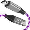 USB Type C Cable, LED Light up USB A to Type C Charger Cord Compatible with Samsung Galaxy S20/S10/S9/S8, LG V40, 3A Lighted Fast Charge Cord (Purple, 6 ft)